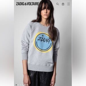 ZADIG & VOLTAIRE Happy Sweatshirt Crewneck Medium 100% Cotton